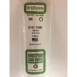 Evergreen EG426 - .188" (4.8mm) Od X 24" (60cm) Tube En Polystyrène Blanc Opaque