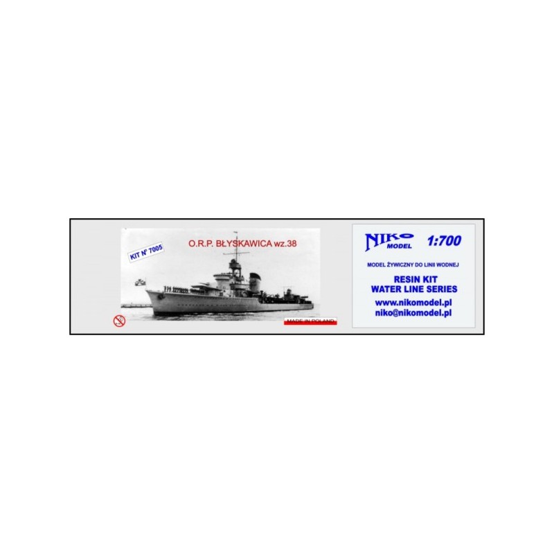 NikoModel	7005	Destroyer O.R.P. B?YSKAWICA wz.38 1/700