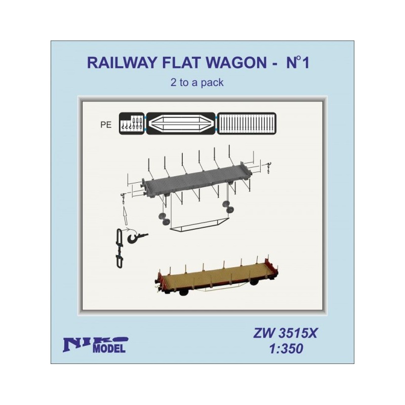 NikoModel	3515X	Wagon plat de chemin de fer - no1 1/350