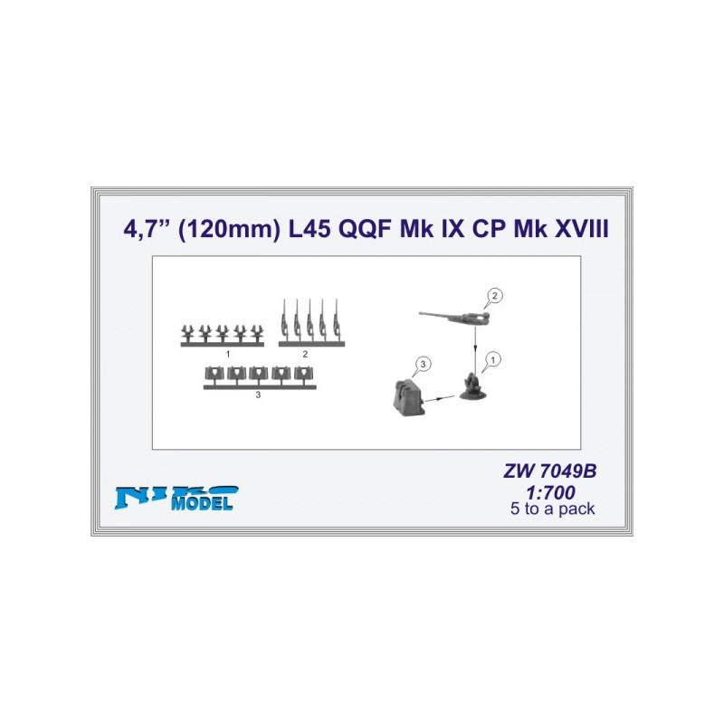 Niko Model - W7049B RN 4.7" (120mm) L45 QQF Mk IX CP Mk XVIII 1/700