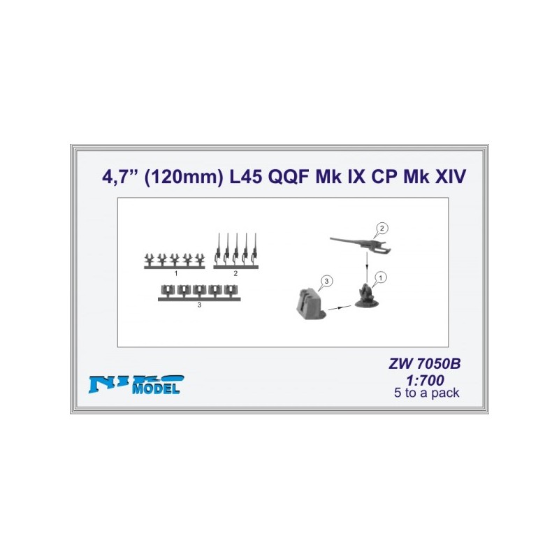 NikoModel	7050B	RN 4,7" (120mm) L45 QQF Mk IX CP Mk XIV 1/700