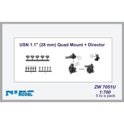 Niko Model - W7051U Monture quadruple USN 1,1" (28 mm) + Réalisateur 1/700