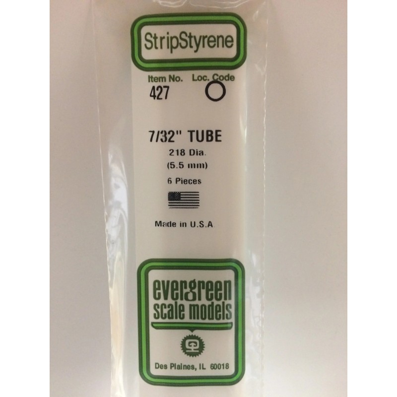 Evergreen EG427 - .219" (5.5mm) Od X 24" (60cm) Opaque Tube En Polystyrène Blanc