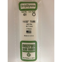 Evergreen EG431 - .344" (8.3mm) Od X 24" (60cm) Tuyau En Polystrene Blanc Opaque
