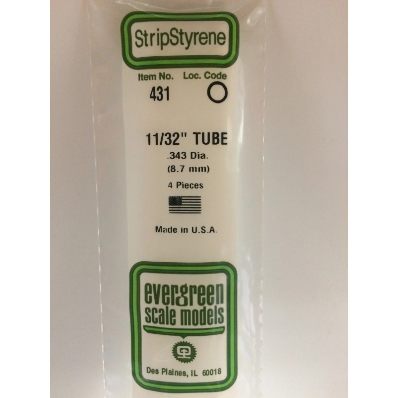 Evergreen EG431 – Tube en polystyrène blanc opaque Ø 8,3 mm (60 cm)