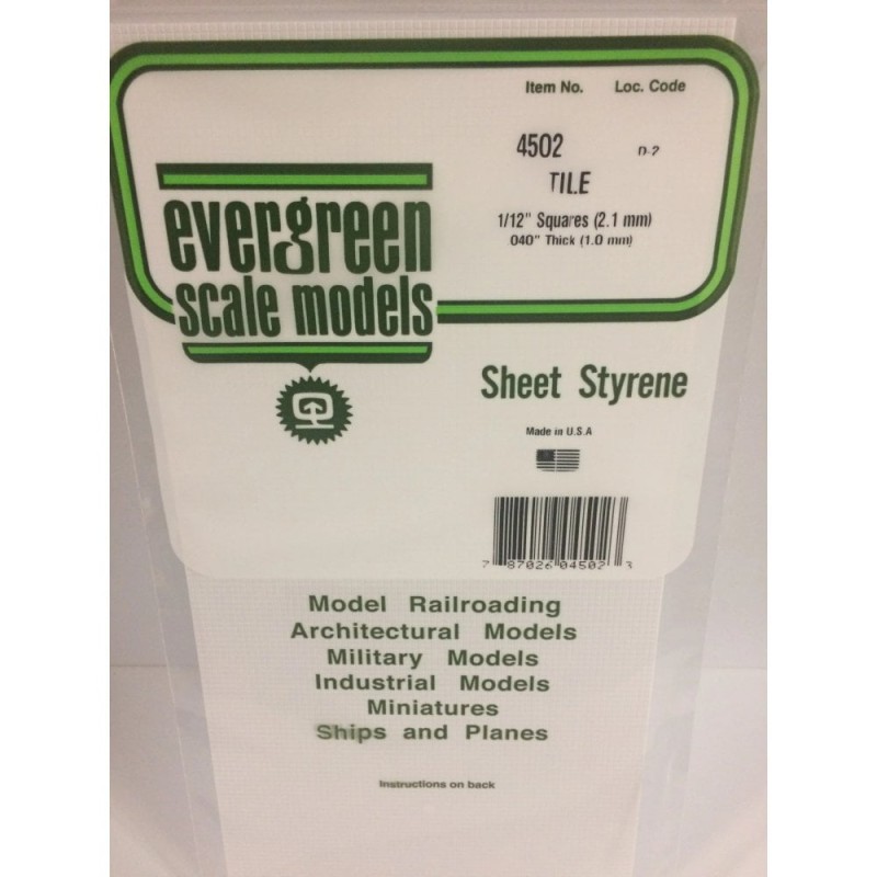 Evergreen EG4502 – Profilé carré en polystyrène blanc opaque 1/12" x 1/12" (2,1 mm x 2,1 mm)