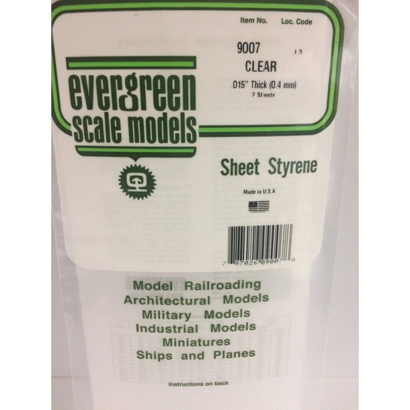 Evergreen EG9007 – Plaques transparentes 0,38 mm (lot de 2)