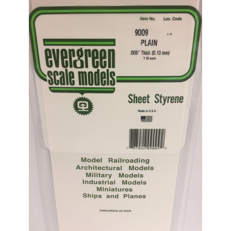 Evergreen EG9009 – Plaques blanches 0,125 mm (lot de 4)