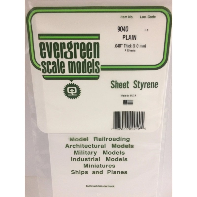 Evergreen EG9040 – Plaques blanches 1 mm (lot de 2)