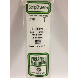 Evergreen EG279 - .375" (9.5mm) Poutre En Polystyrène Blanc