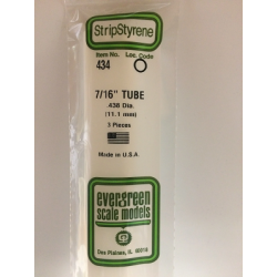 Evergreen EG434 - .438" (11.1mm) Tube En Polystyrène Blanc