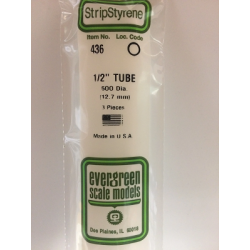 Evergreen EG436 - .500 (12.7mm) Tube En Polystyrène Blanc
