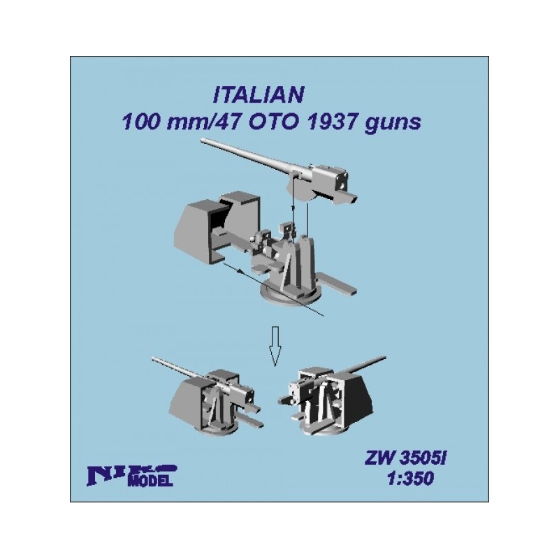 Niko Model - ZW3505I Canons italiens 100MM/47 OTO 1937 1/350